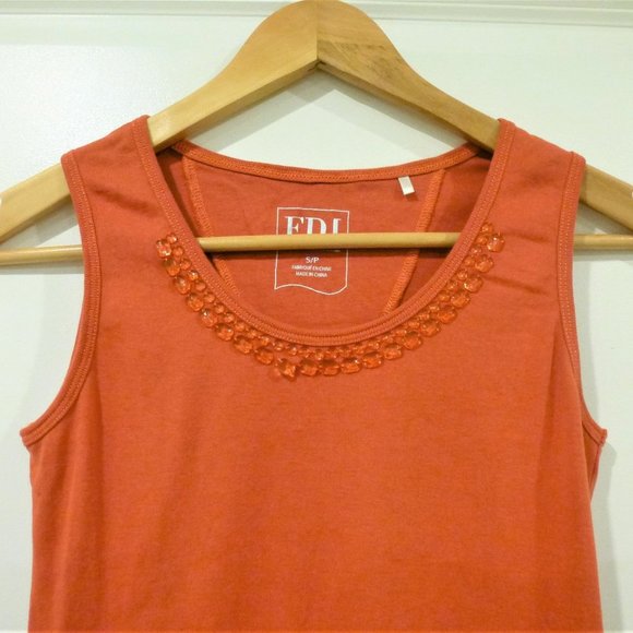 FDJ French Dressing Orange Jeweled Neckline Tank - Picture 3 of 7